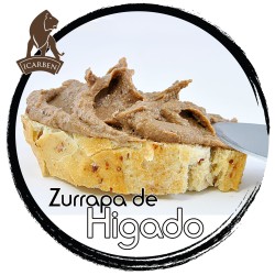 porciones de zurrapa de higado en manteca colora de cerdo iberico. monodosis para bares, cafeterias y restaurantes 