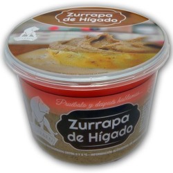 tarrina de zurrapa de higado de cerdo ibérico en manteca colorada de icarben, productos artesanos de la serrania de ronda 