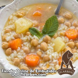 hueso para caldo de puchero con garbanzos